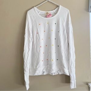 Sundry Size 2 Sweater St Patrick’s Day Colors Heart Print Long Sleeve White Top